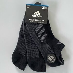 Adidas men’s no show socks 3 pack black gray size 6-12